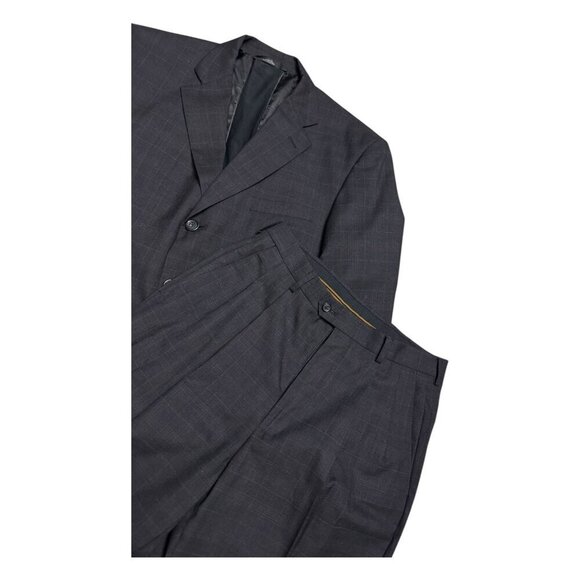 HAGGAR Plaid Grey 2-Piece Suit Set Business Casual Formal Blazer & Pants Men 42S - Picture 7 of 10